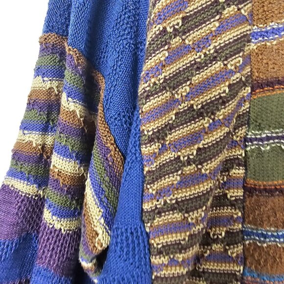 Luxury Cotton Womens XS Knit Boho Retro Style Granny Hippy Stripe Fall Cardigan - Picture 10 of 12